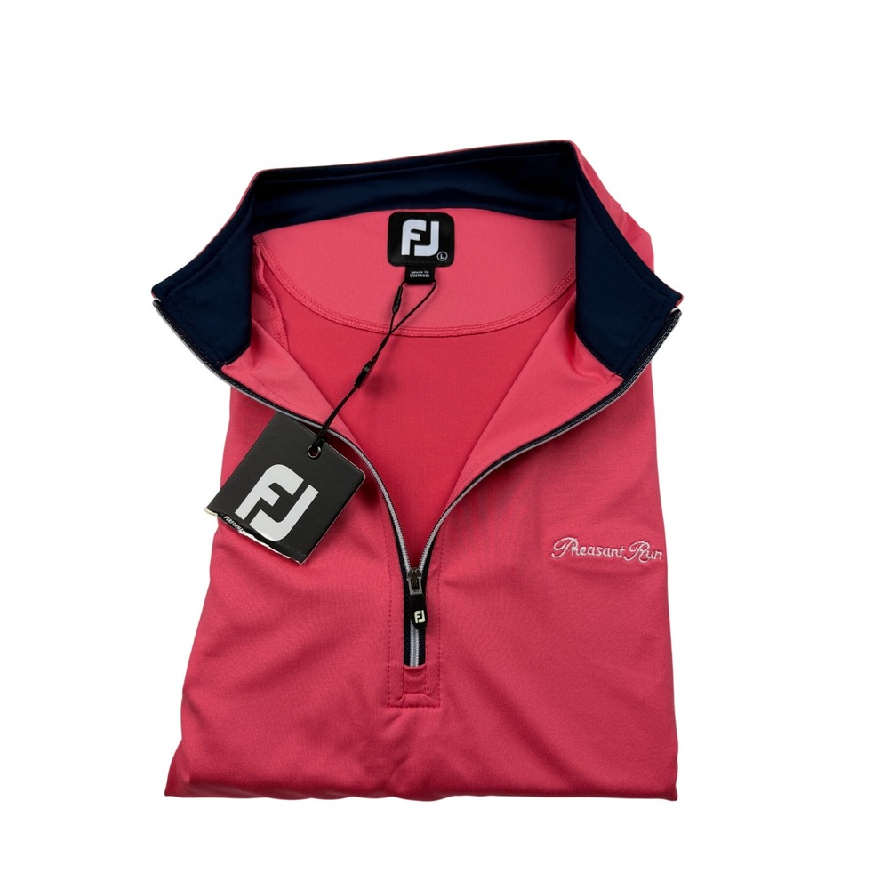 FootJoy Men Pink Pheasant Run Golf 1/4 Zip Sleeveless Performance Vest Large NEW